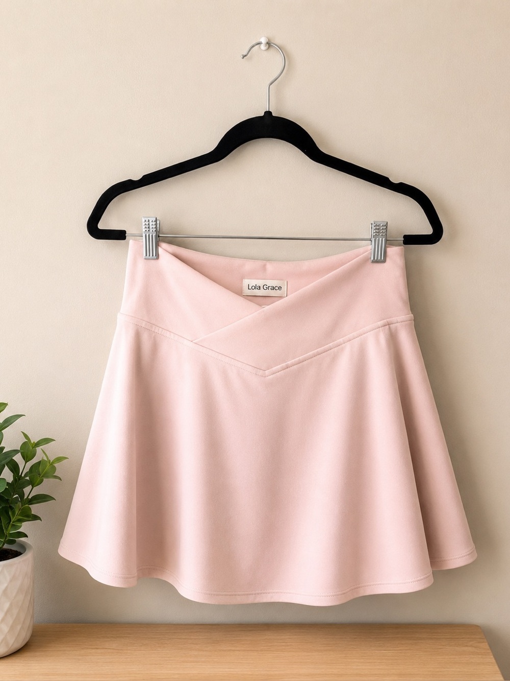 Lola Grace Blush Pink V-Waist Circle Skater Skirt